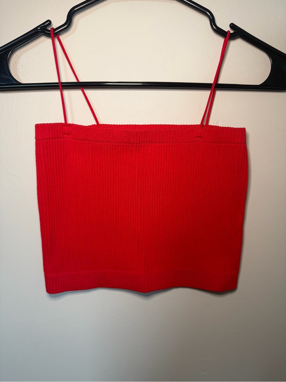 miami Red Ribbed Spaghetti Strap Cami